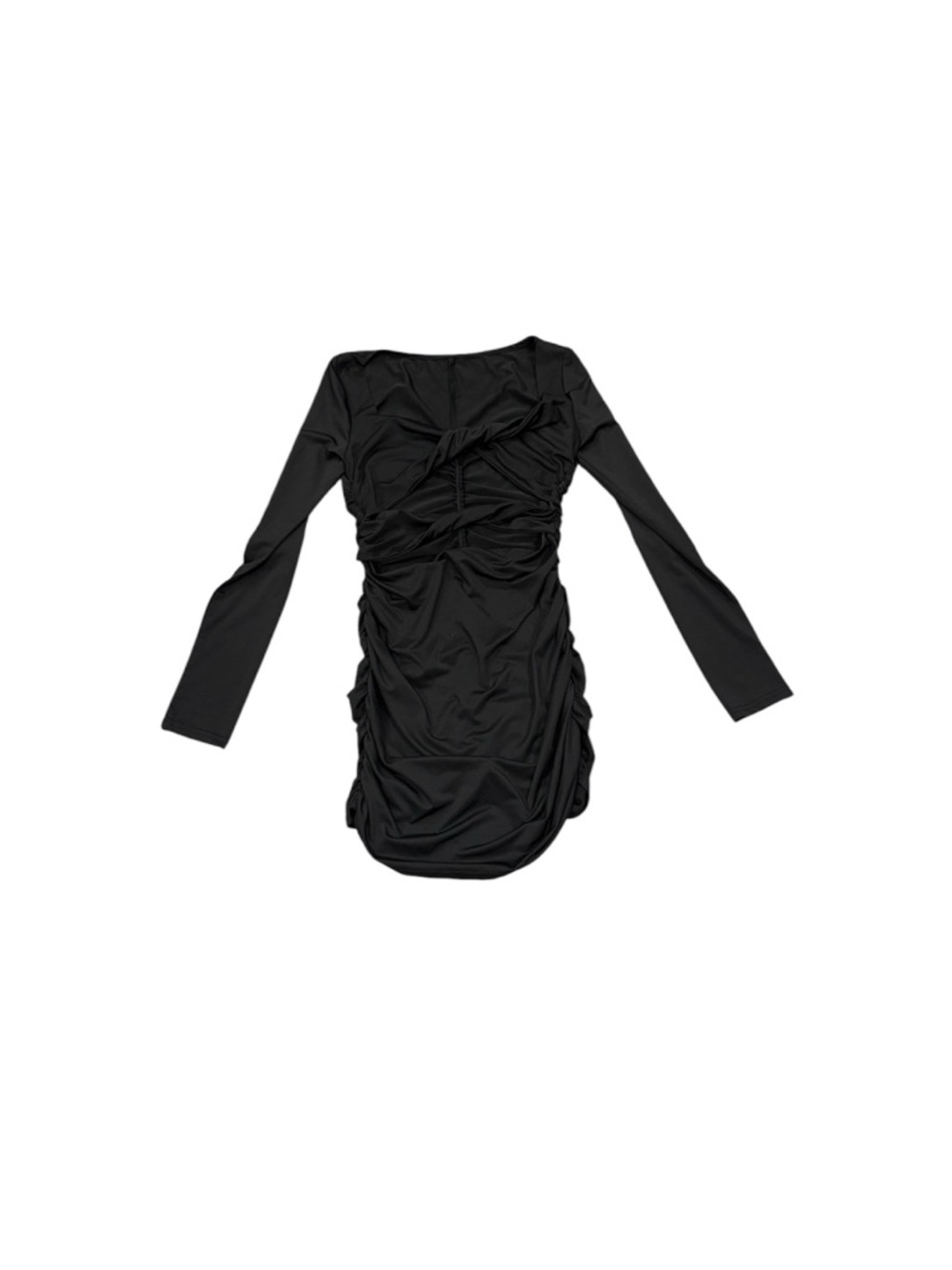 412. Women’s Black Long Sleeve Ruched Bodycon Dress Size L